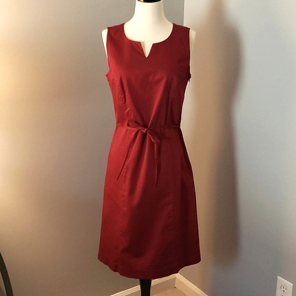 2 SHIFT DRESSES LINED BURGUNDY & OTHER IS CREAM BROWN TURQUOISE V NECKS SIDE ZIP - Picture 3 of 13